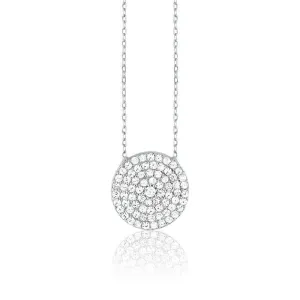 Sterling Silver CZ Disc Design Necklace