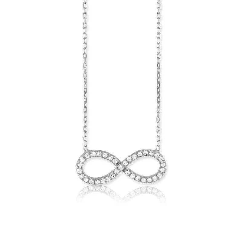 Sterling Silver CZ Infinity Design Necklace
