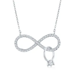 Sterling Silver CZ Infinity with Engagement Ring Necklace