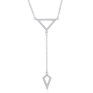 Sterling Silver CZ Open Triangle with Y Design Necklace