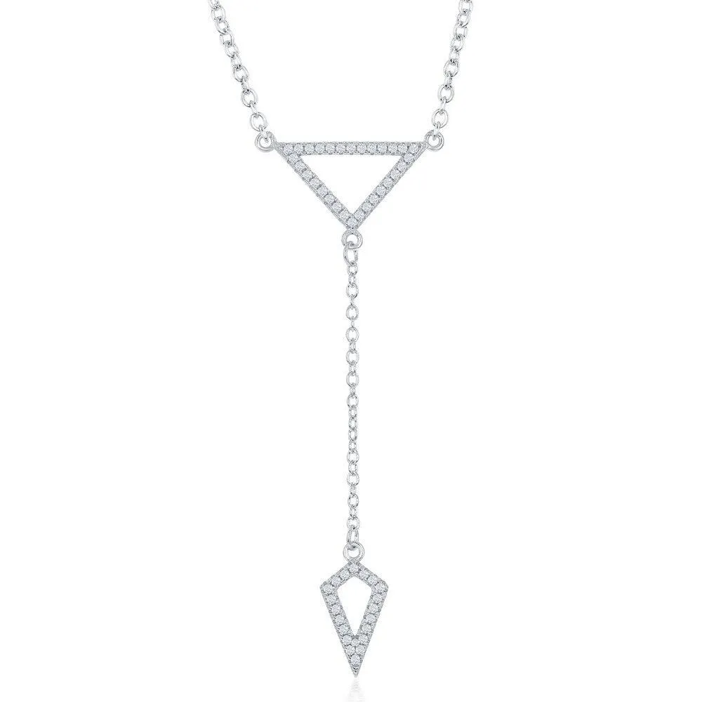 Sterling Silver CZ Open Triangle with Y Design Necklace