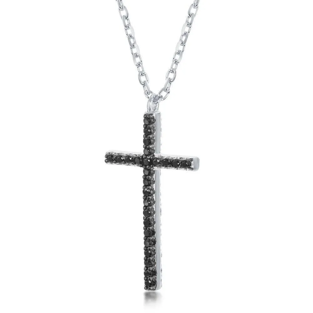 Sterling Silver CZ Reversible Cross Necklace