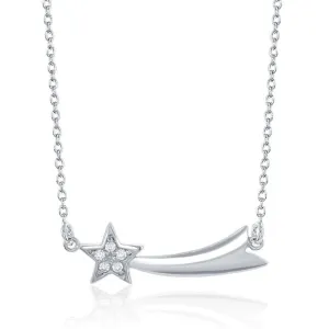 Sterling Silver CZ Shooting Star Necklace