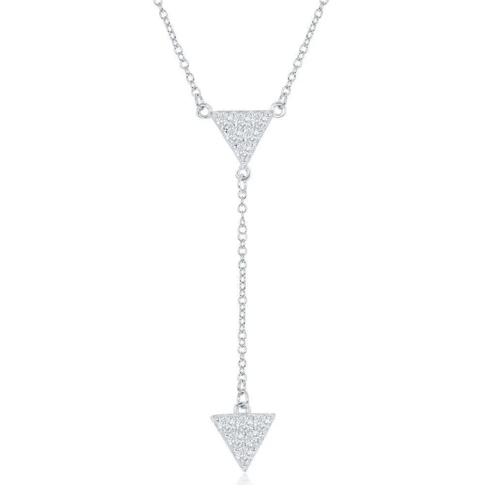 Sterling Silver CZ Triangle with Y Design Necklace