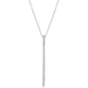 Sterling Silver CZ Vertical Bar Necklace