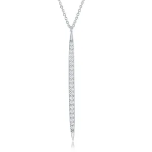 Sterling Silver CZ Vertical Bar Necklace