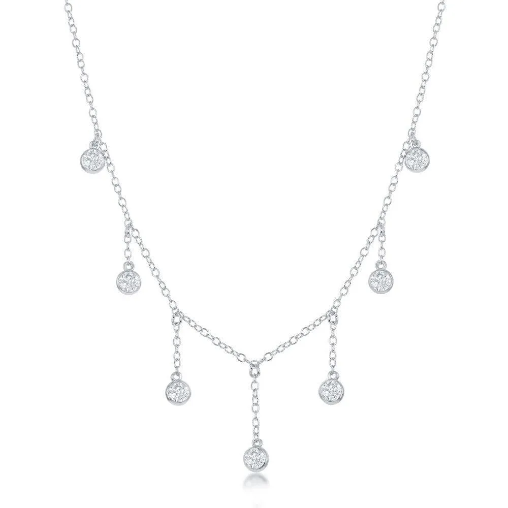 Sterling Silver Dangling Bezel-Set Cubic Zirconia's Necklace