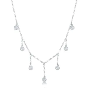 Sterling Silver Dangling Bezel-Set Cubic Zirconia's Necklace