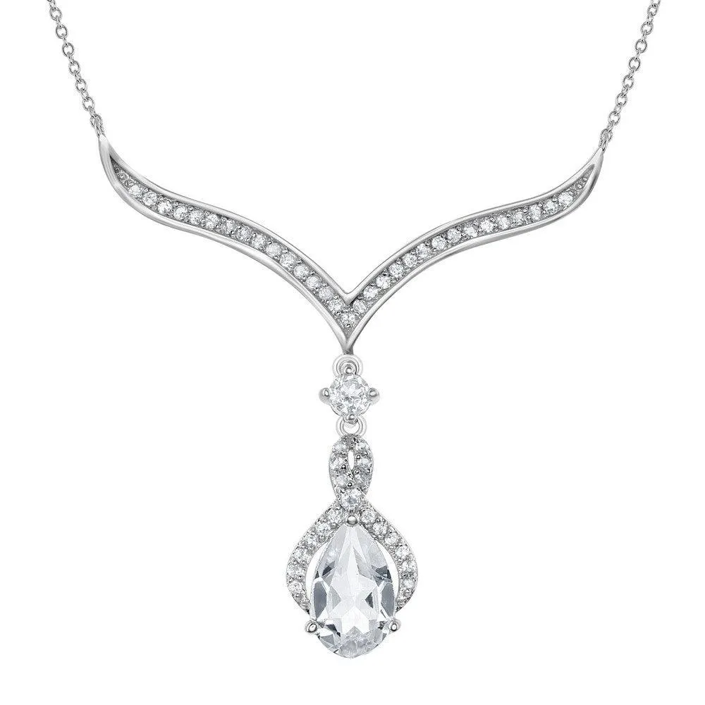 Sterling Silver Dangling Teardrop Necklace