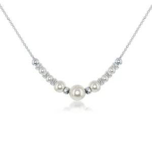 Sterling Silver Diamond Cut Beads and Swarovski Pearl Necklace