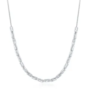 Sterling Silver Diamond Moon Cut Bead Necklace