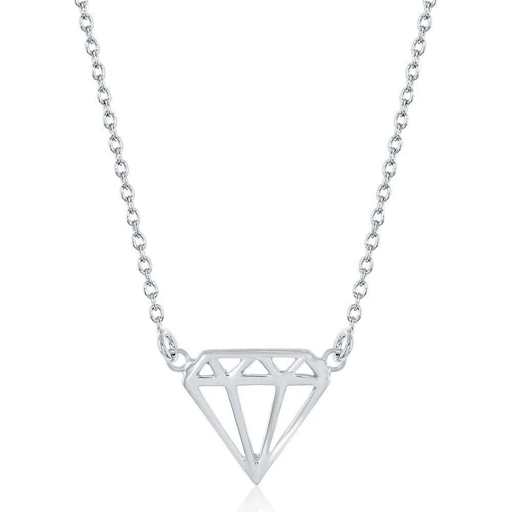 Sterling Silver Diamond Shaped Necklace