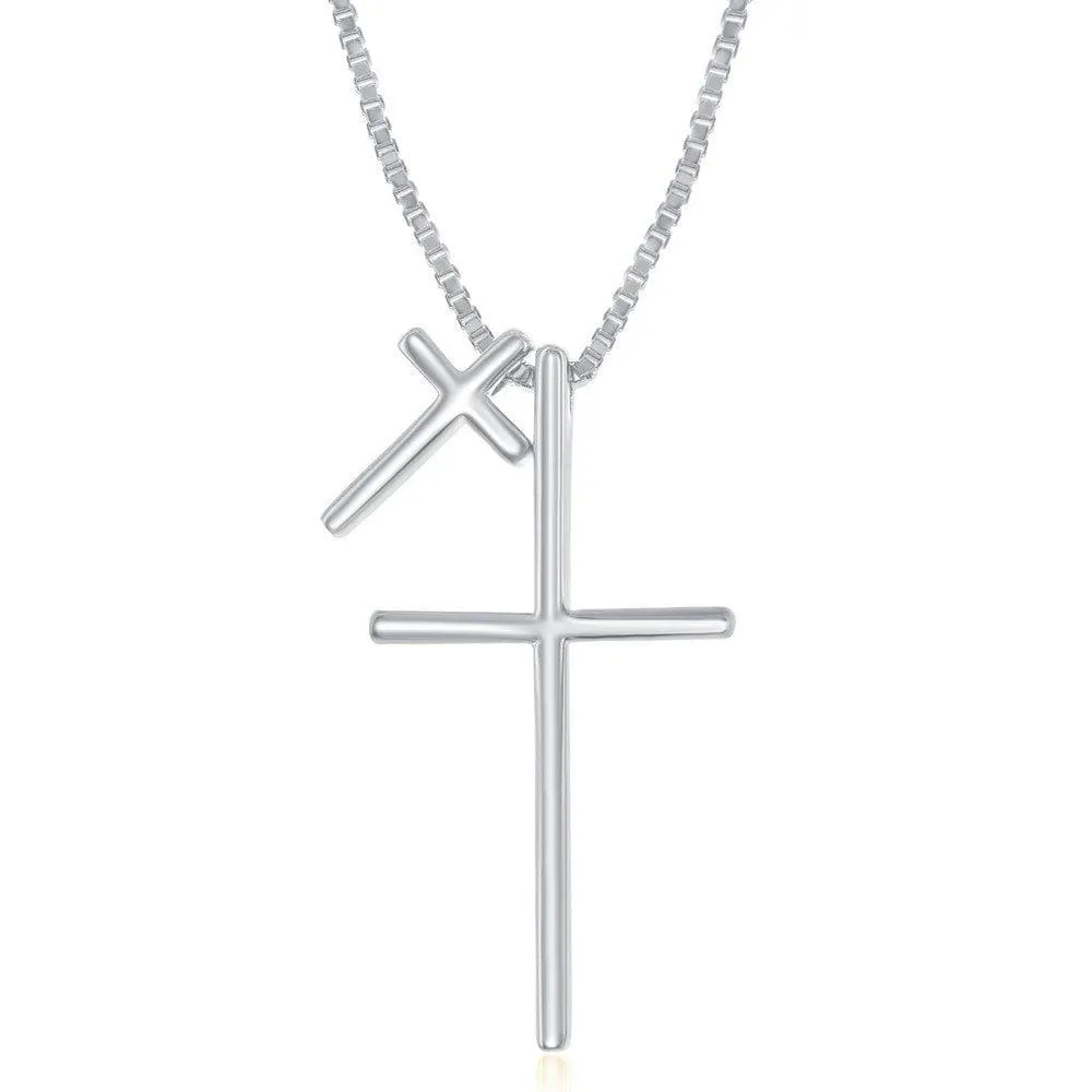 Sterling Silver Double Cross Design Necklace