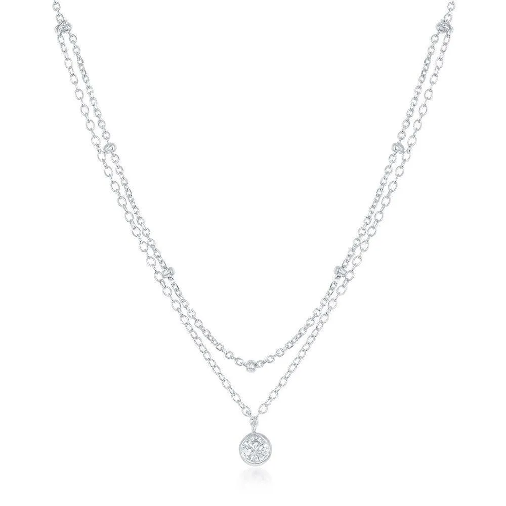 Sterling Silver Double Strand Beads By The Yard Choker Necklace