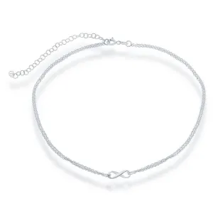 Sterling Silver Double Strand Infinity Choker Necklace