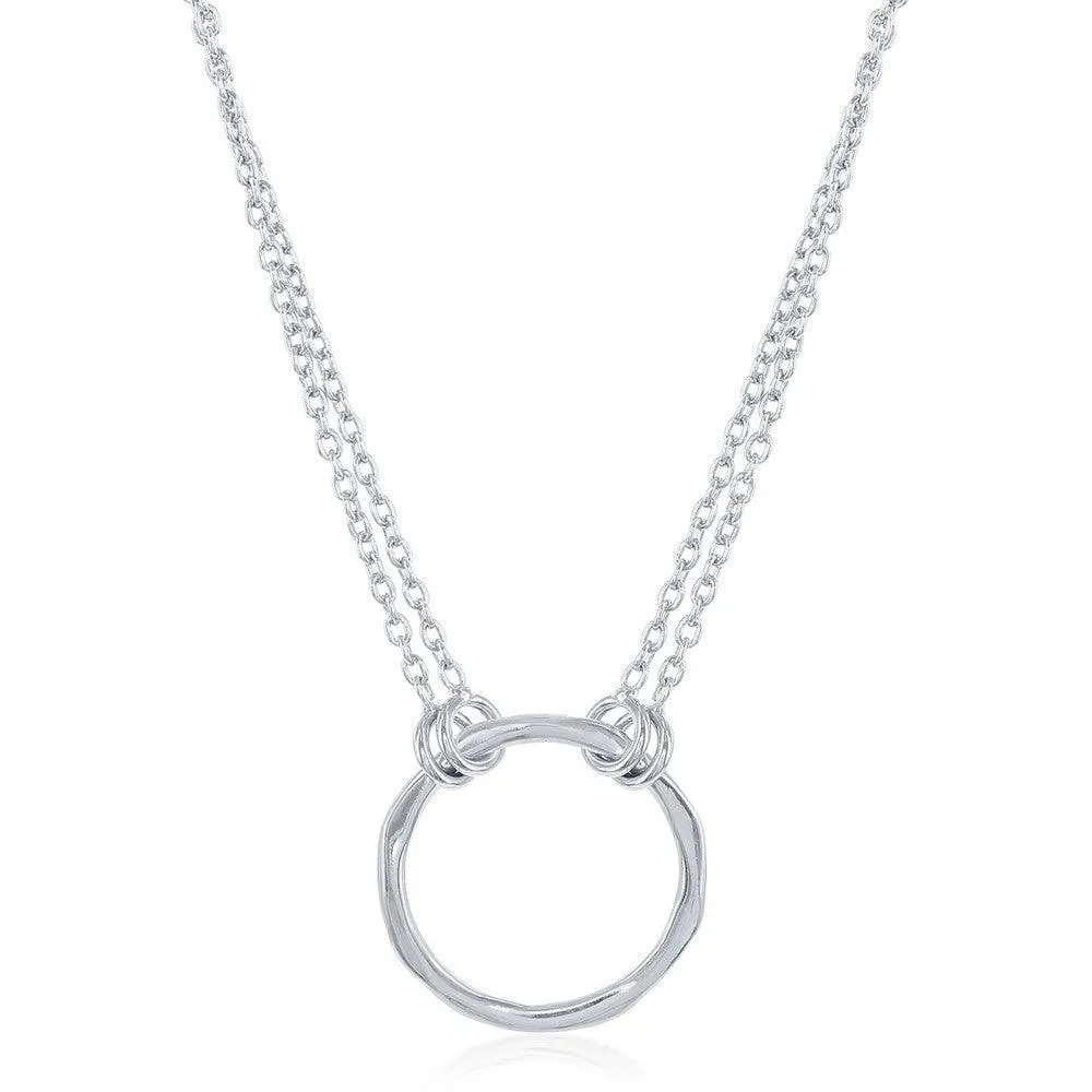 Sterling Silver Double Strand Open Circle Necklace