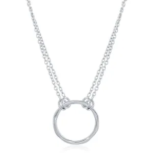 Sterling Silver Double Strand Open Circle Necklace
