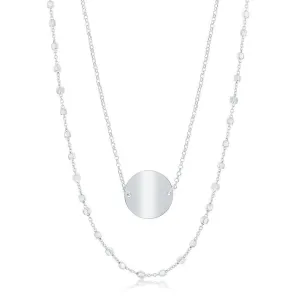 Sterling Silver Double Strand Shiny Disc Necklace