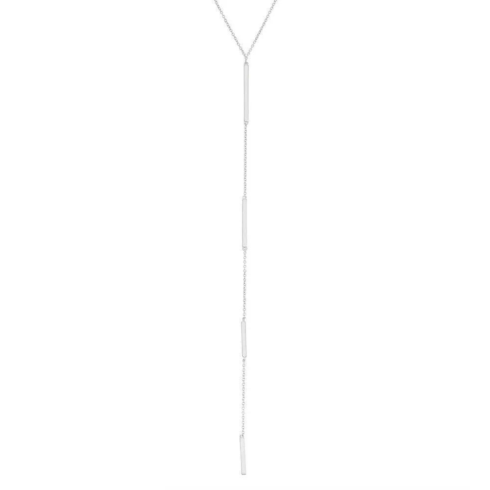 Sterling Silver Extra Long Y Design Bar Necklace