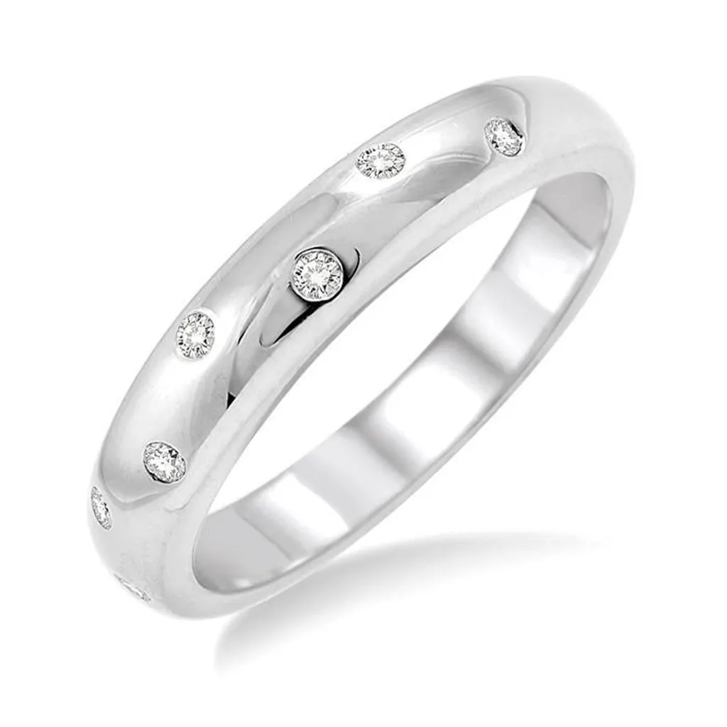 Sterling Silver Flush Set Stackable Diamond Ring