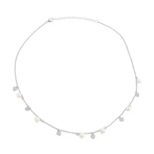 Sterling Silver FWP and Shiny Hearts Necklace