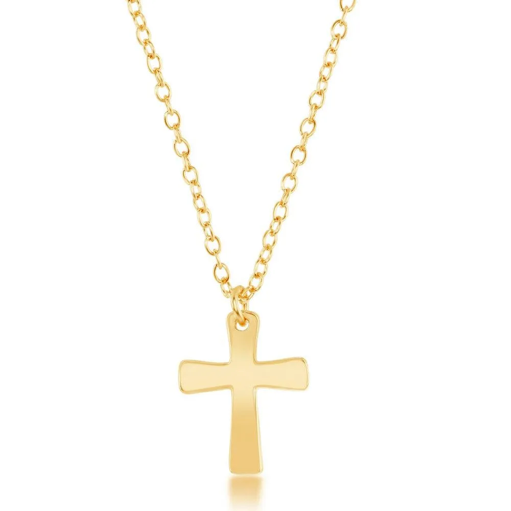 Sterling Silver Gold Plated Cross Design Necklace