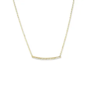 Sterling Silver Gold Plated CZ Curved Bar Necklace