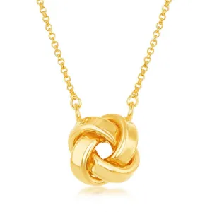Sterling Silver Gold Plated Love Knot Design Necklace