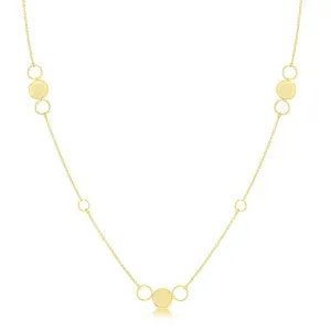 Sterling Silver Gold Plated Polished Open Disc Necklace