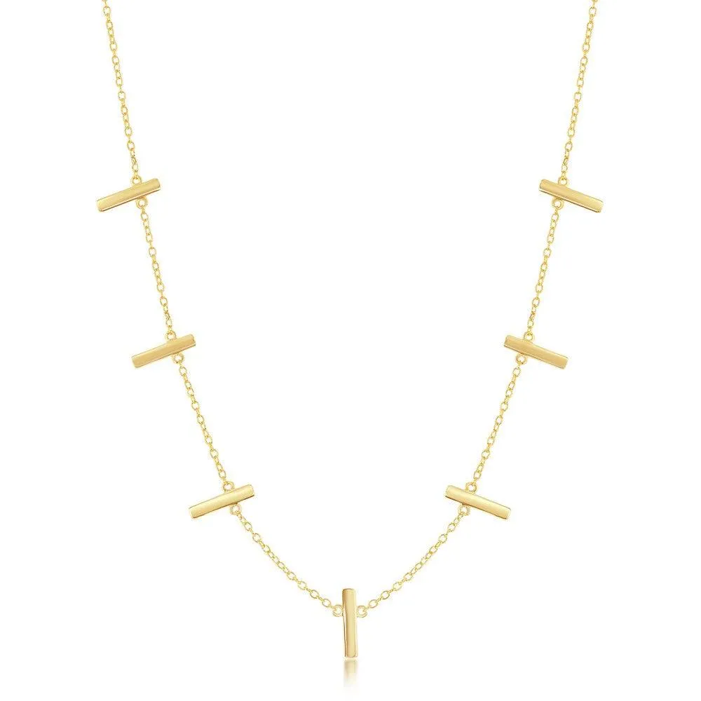 Sterling Silver Gold Plated Verticle Bars Necklace
