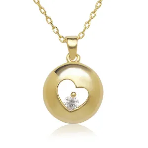 Sterling Silver GP Cut-out Heart with CZ Center Necklace