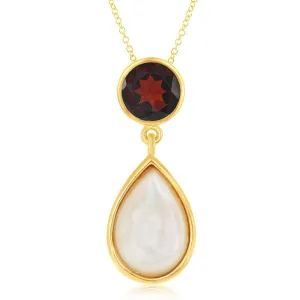 Sterling Silver GP Garnet with Mother of Pearl Pendant