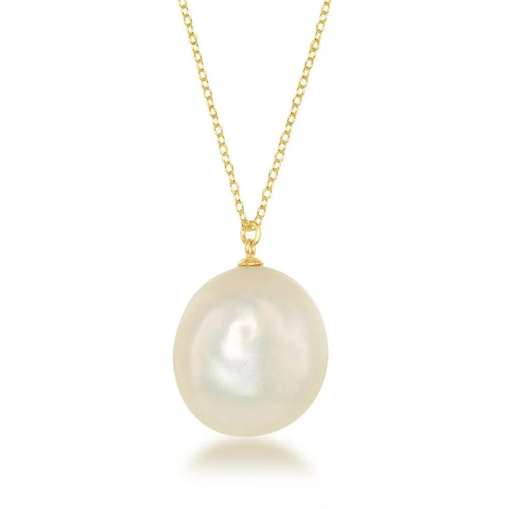 Sterling Silver GP Large Freshwater Baroque Pearl Necklace