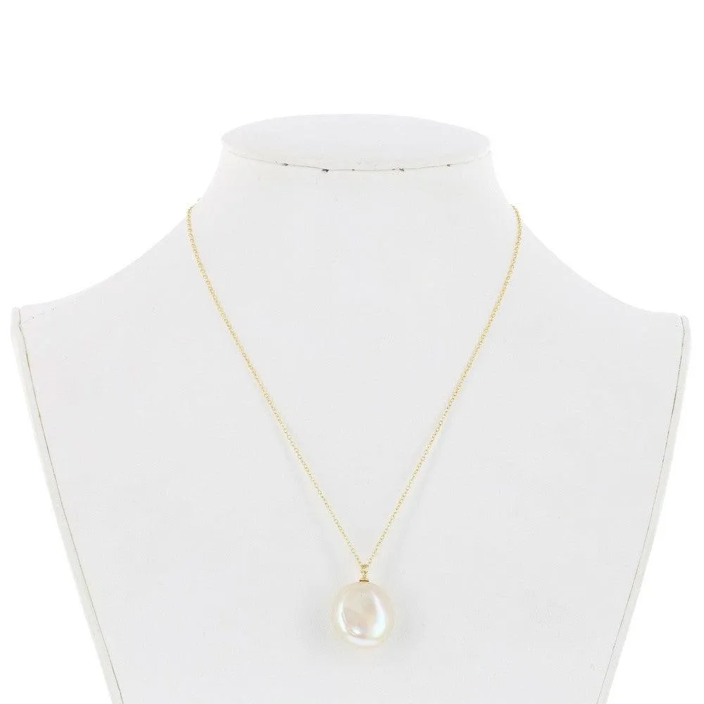Sterling Silver GP Large Freshwater Baroque Pearl Necklace