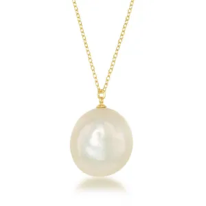 Sterling Silver GP Large Freshwater Baroque Pearl Necklace