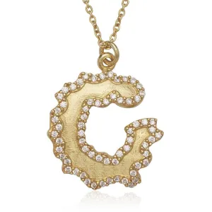 Sterling Silver GP Open Wavy Circle with Jagged CZ Border Necklace