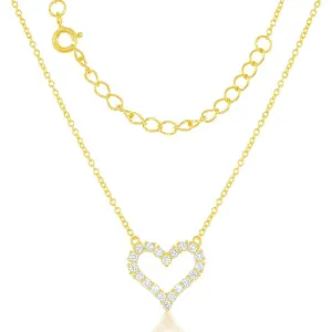 Sterling Silver GP Small Open CZ Heart Necklace