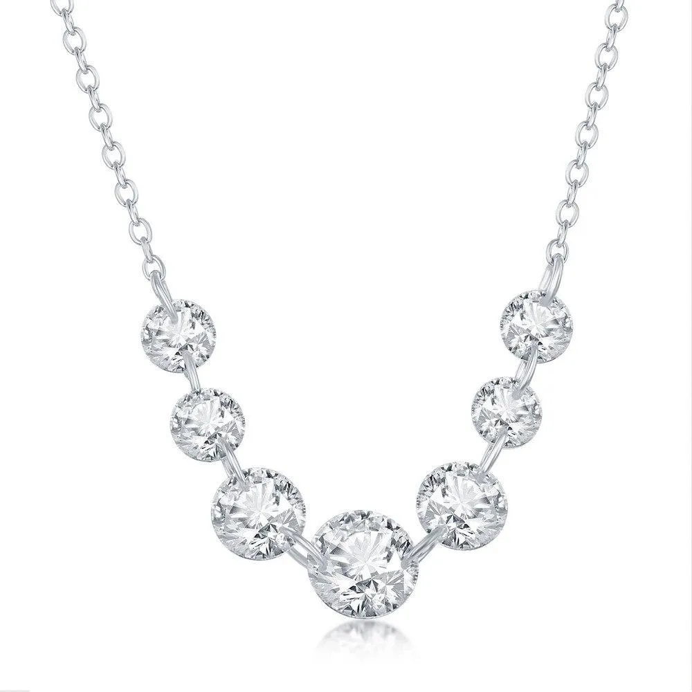 Sterling Silver Graduating Cubic Zirconia Necklace
