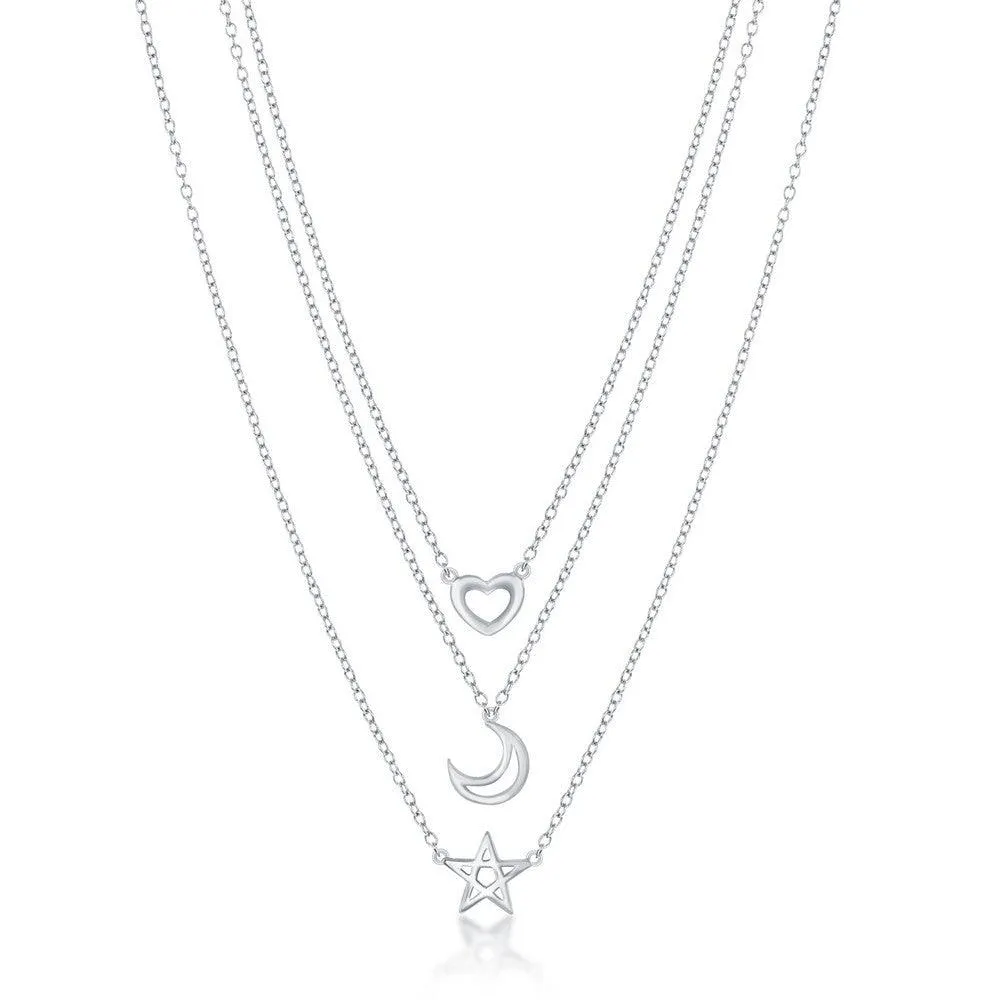 Sterling Silver Graduating Triple Strand Necklace