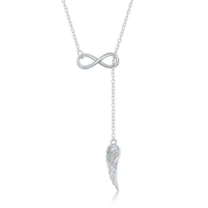 Sterling Silver Hanging Angel Wing Bolo Necklace