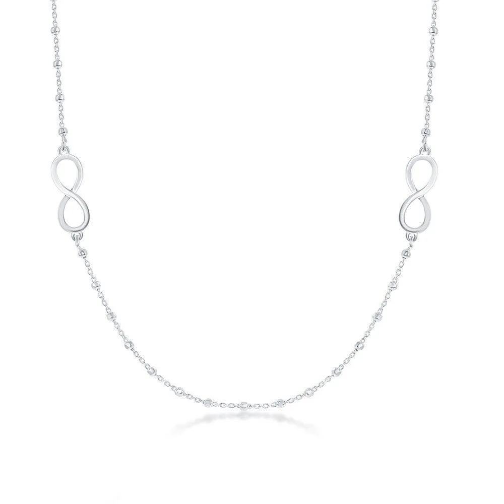 Sterling Silver Infinity Design Beads Necklace