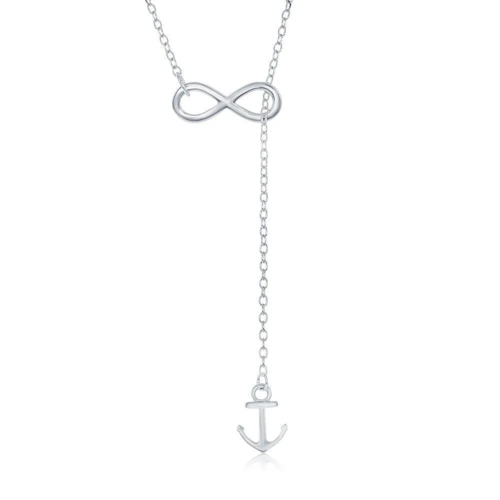 Sterling Silver Infinity Hanging Anchor Necklace