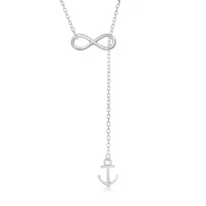 Sterling Silver Infinity Hanging Anchor Necklace