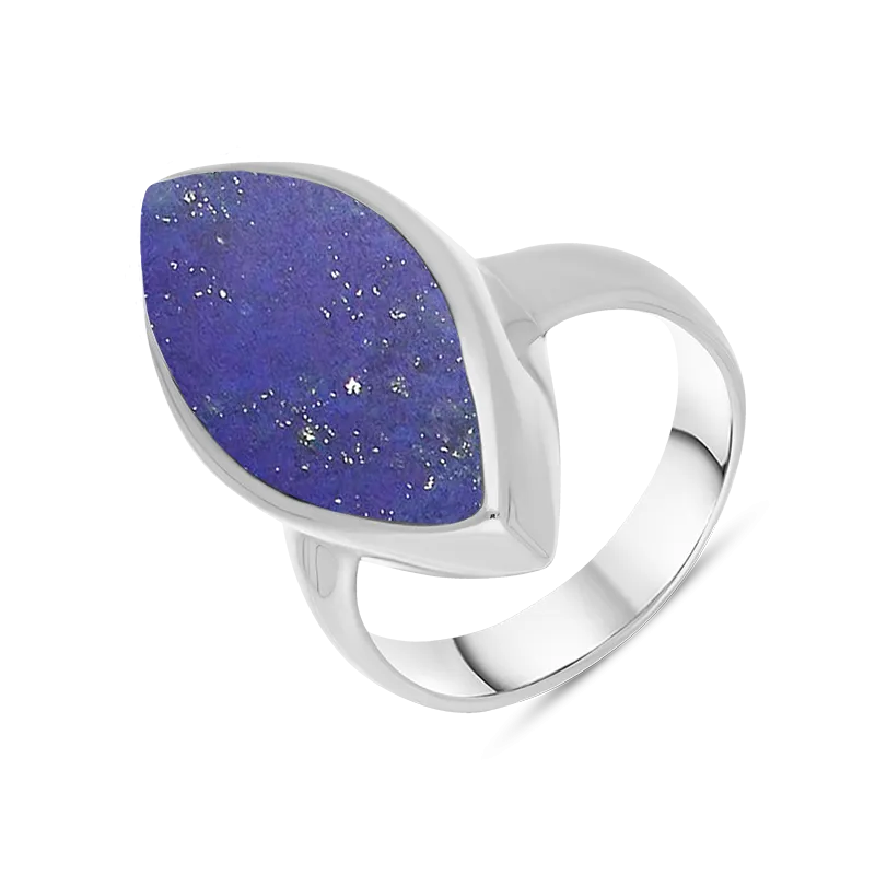 Sterling Silver Lapis Lazuli Chunky Marquise Ring D