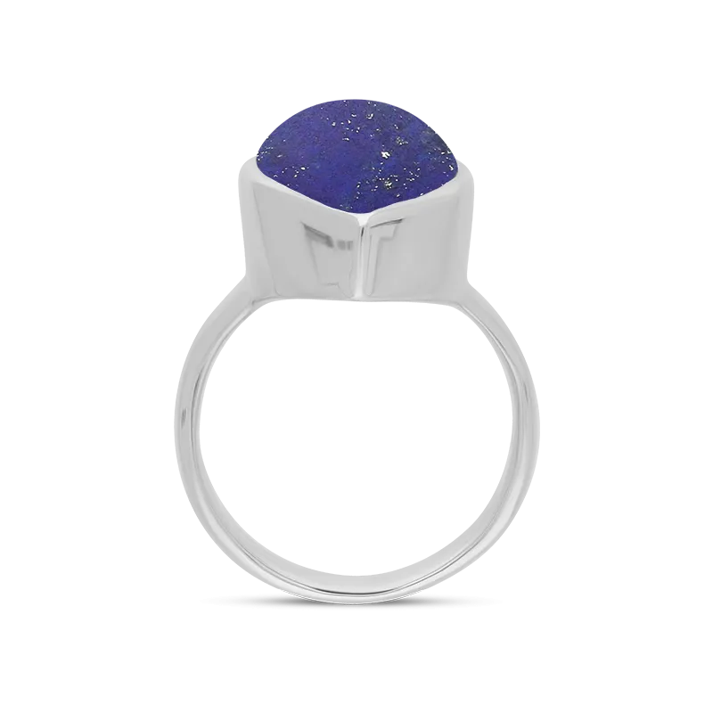Sterling Silver Lapis Lazuli Chunky Marquise Ring D
