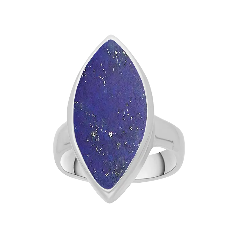 Sterling Silver Lapis Lazuli Chunky Marquise Ring D