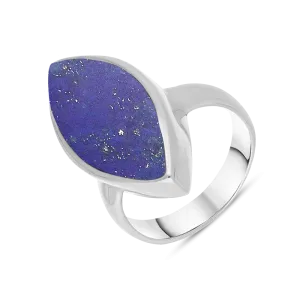 Sterling Silver Lapis Lazuli Chunky Marquise Ring D