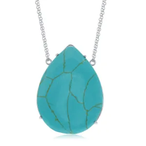 Sterling Silver Large Teardrop Turquoise Necklace