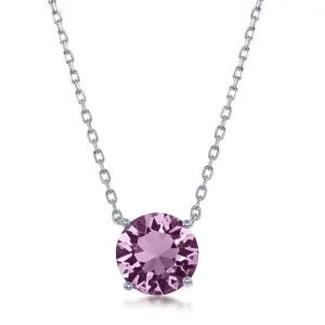Sterling Silver Light Amethyst "June" Swarovski Element Necklace
