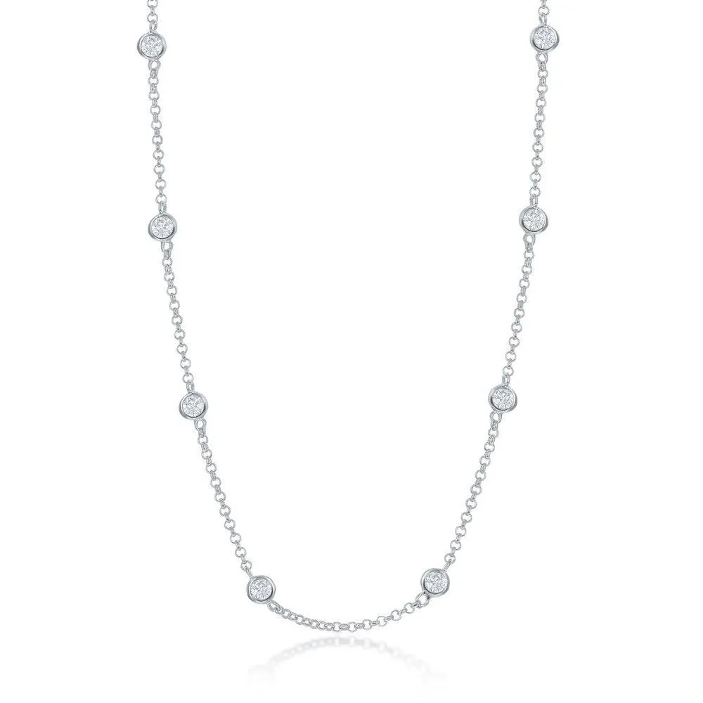 Sterling Silver Linked Round CZ Necklace